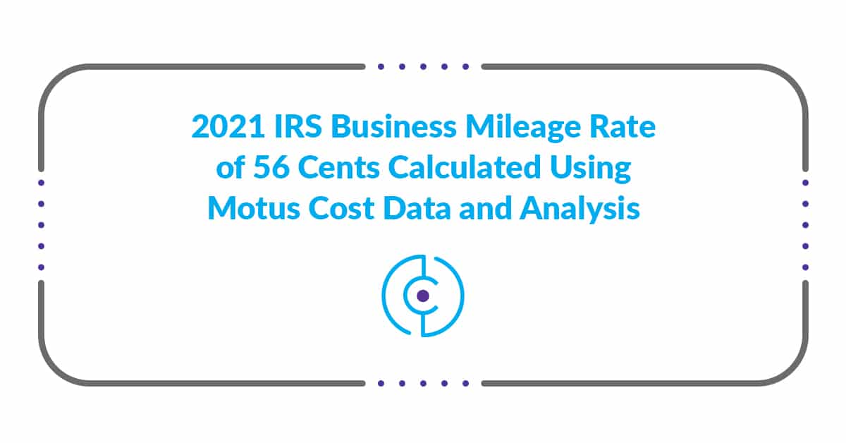 2021 IRS Business Mileage Rate Calculated Using Motus Data