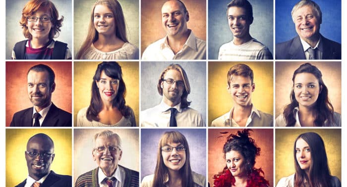 Series of fifteen squares with various headshots